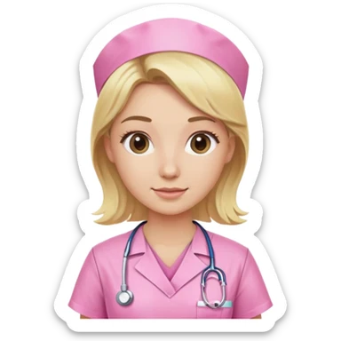 blonde nurse wearing pink scrubs sticker