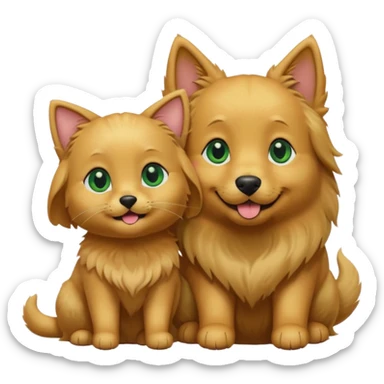 golden retriever and black cat with green eyes as couple sticker