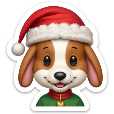 Snoopy wearing and Christmas hat human rabbit sticker