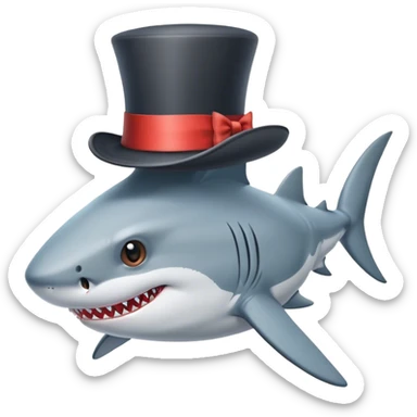 Shark with a top hat sticker