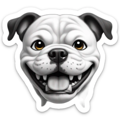 bulldog happy black and white sticker