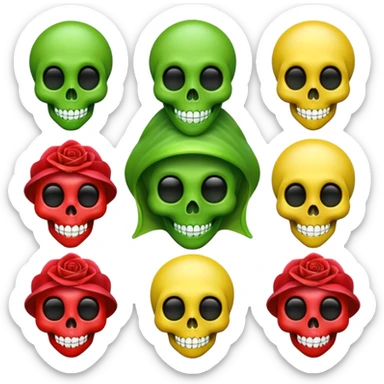 Pilot alien emoji ghost emoji skull emoji wet rose emoji laughing emoji sticker
