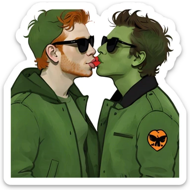 Ed Sheeran and Harry styles kissing sticker