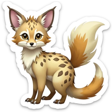 Feral Rare Fantasy vibrant light pastel Vernid-Trico-species by LiLaiRa, random markings, tufted tail, tufted ears, full body sticker