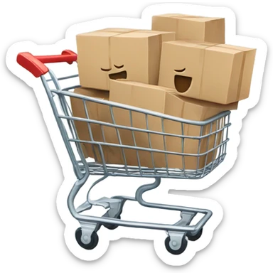Online cart logo stuffed with boxes sticker