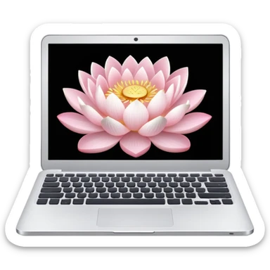 a laptop on a blooming lotus flower sticker