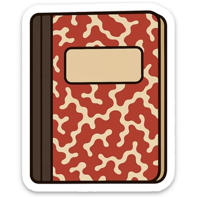 Red and white marbled cover notebook journal cover, blank sticker