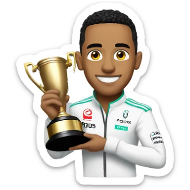 Lewis Hamilton holding a trophy  sticker