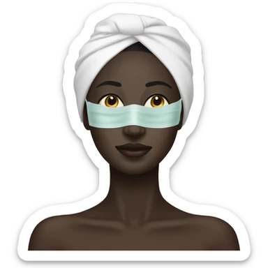 Dark skin lady with face mask spa beauty full face relaxing sticker