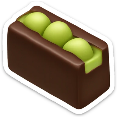 rectangular chocolate with green pistachio filling inside sticker
