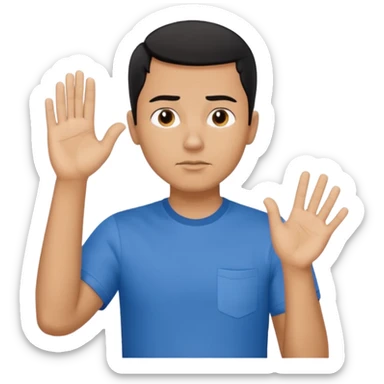 the man is deep in thought, raised one hand, showing something sticker