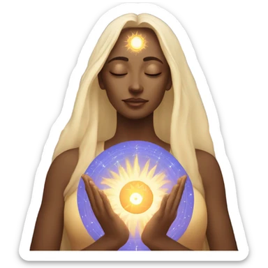 Spiritual woman with a radiating heart and 3rd eye sticker