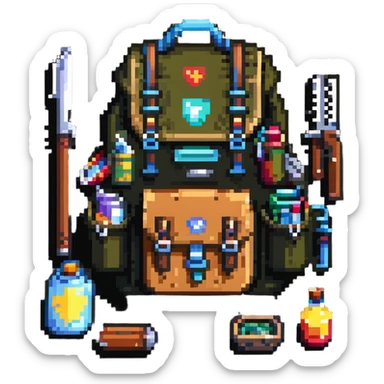 hiking backpack with survival tools sticker