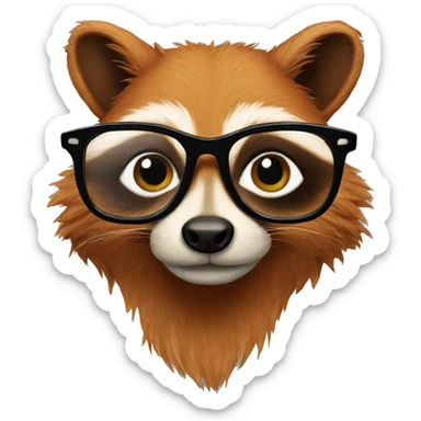 ginger raccoon with glasses sticker