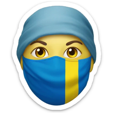 ukrainian flag with covid mask sticker