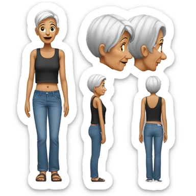 Old women wearing baggy jeans and crop top  sticker