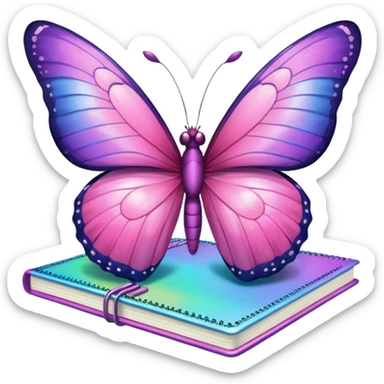 pink butterfly on notebook sticker