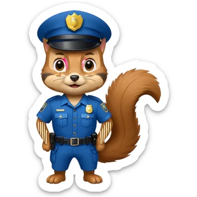 squirrel police officer emoji, blue uniform, standing sticker