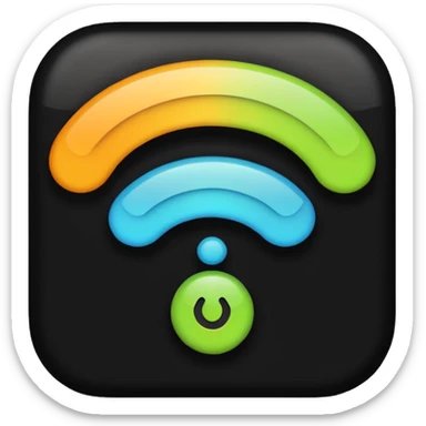 create a wifi symbol emoji exactly-like-the-reference-image-in-ios-emoji-style.-match-the-same-shape,-color,-and-glow-effect,-ensuring-it-is-smooth-and-shiny. set background #1841D6 sticker