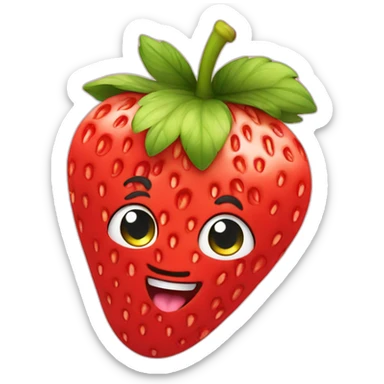 Strawberry with cute face sticker