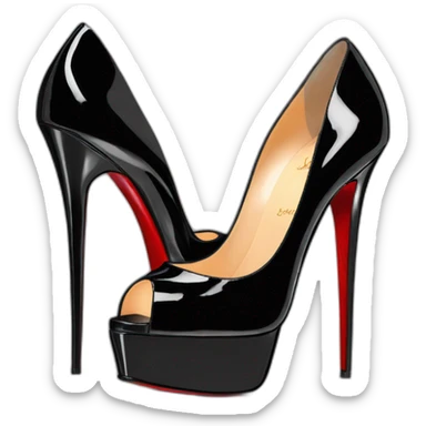 Louboutin Black patent Leather Lady Peep Toe Platform sticker
