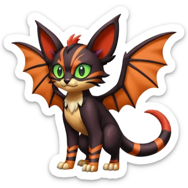 Liepard-Noivern-Litten-Sprigatito-Pokémon-fusion-creature (full body) sticker