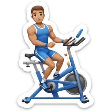 buff guy blue shorts stationary bike sticker