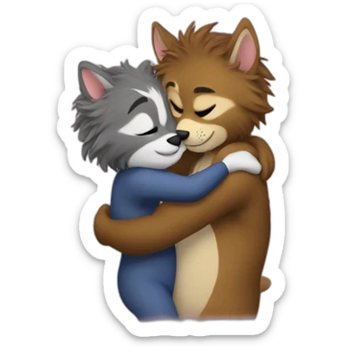 furries hugging sticker