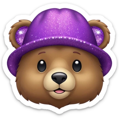 Urso adulto com boné roxo com glitter sticker