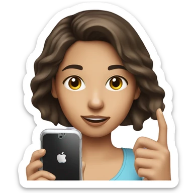 Brunette Girl taking selfie with her phone sticker