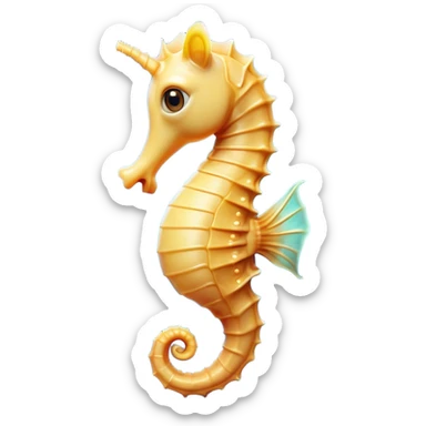 Cinematic Comical Sea Horse Portrait Emoji, Head tilted dramatically with an exaggeratedly amused expression, featuring a delicately curved body with a whimsically coiled tail and wide, comically expressive eyes full of playful disbelief, Simplified yet hilariously expressive features, highly detailed, glowing with a slightly sassy aquatic glow, high shine, dramatic yet playful, stylized with an air of quirky marine mischief, soft glowing outline, capturing the essence of a meme-worthy sea horse that looks ready to drift its way into viral fame! sticker