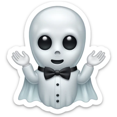 A ghost with a bowtie sticker