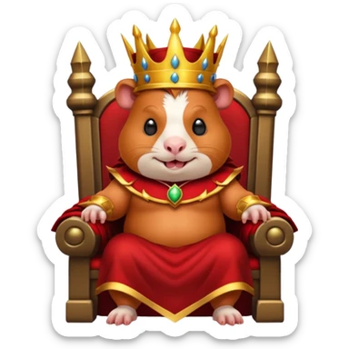 guinea pig demon king, sitting on a throne, with a devilish grin, emoji style sticker