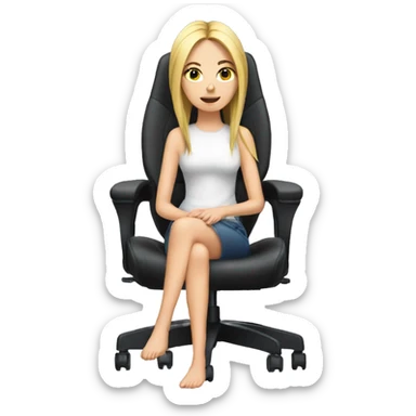 white girl on a Gaming chair thinking  sticker