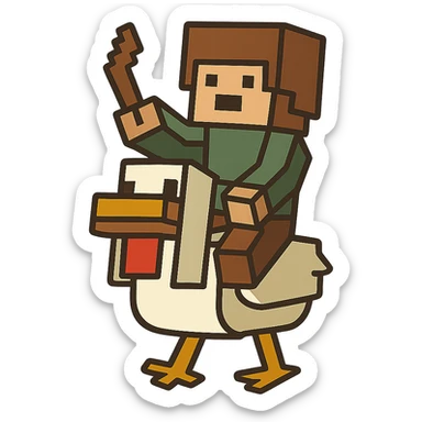 flat toon style chicken jockey sticker