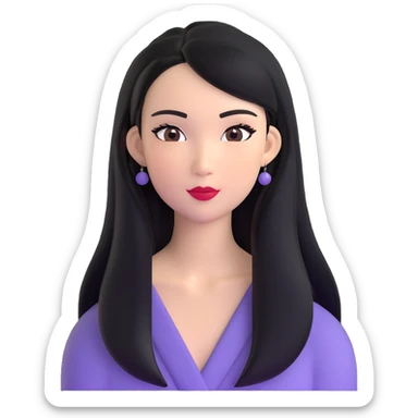 baddie with Asian and Latina features, long straight black hair, makeup sticker