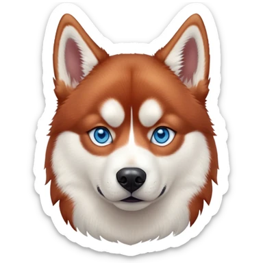cinematic full body red siberian husky with blue eyes, realistic sticker