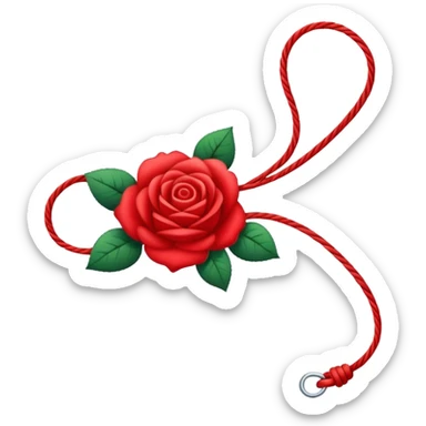 A red string with a rose patern sticker