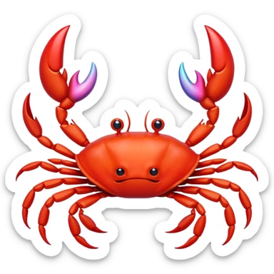 a simple stylised crab with a unicorn horn sticker
