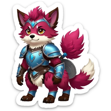 Vibrant dark edgy badass cool Falvie-Fionbri-creature-canine-fursona, full body, with random markings sticker