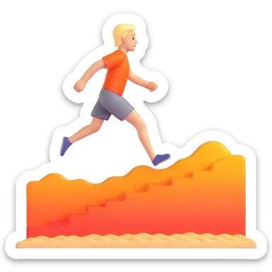 person running with high steps across scorching hot beach sand with heat waves rising sticker