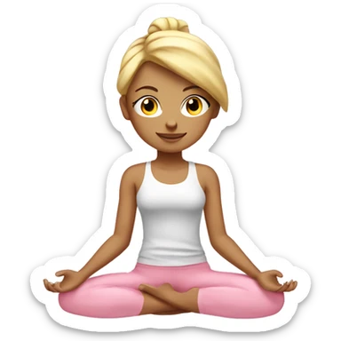 blonde yoga girl light pink clothes n sticker