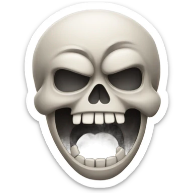 Stressed out skull emoji with sweat sticker