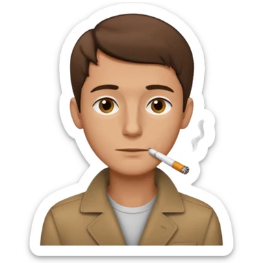 Shirtless thin man with a cigarette and short brown hair sticker