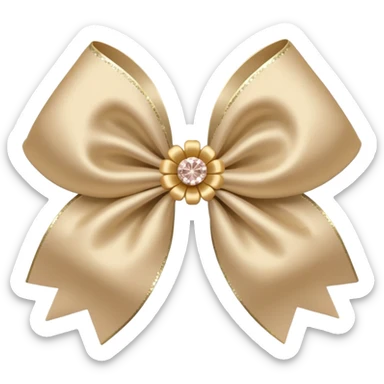 beige flower bow with glitter sticker