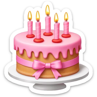 pink cake with candels and red bows  sticker