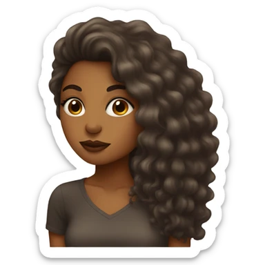Brown girl with big hair doing a kiss  sticker