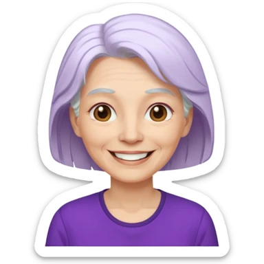 older woman with white hair...now add purple shirt  sticker