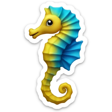 Yellow-blue seahorse  sticker