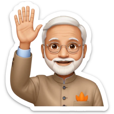 prime minister modi as a friendly emoji, waving hand sticker